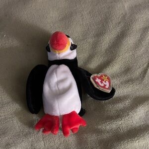 Ty Puffin Plush Toy in Black, White, and Red